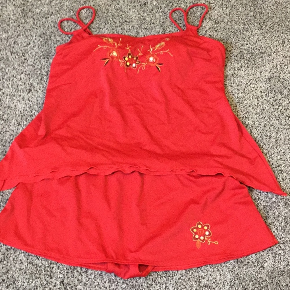 12 Marigo red boho two piece swimsuit